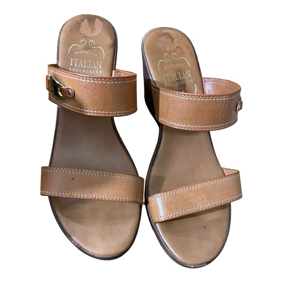 Italian shoemaker womens slip on platform sandal leather color. Size 8.5 - Picture 2 of 12